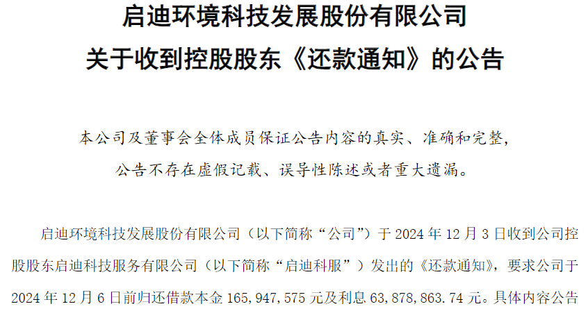 控股股东急催还钱、股份被拍卖公司将易主！启迪环境回应(图1)