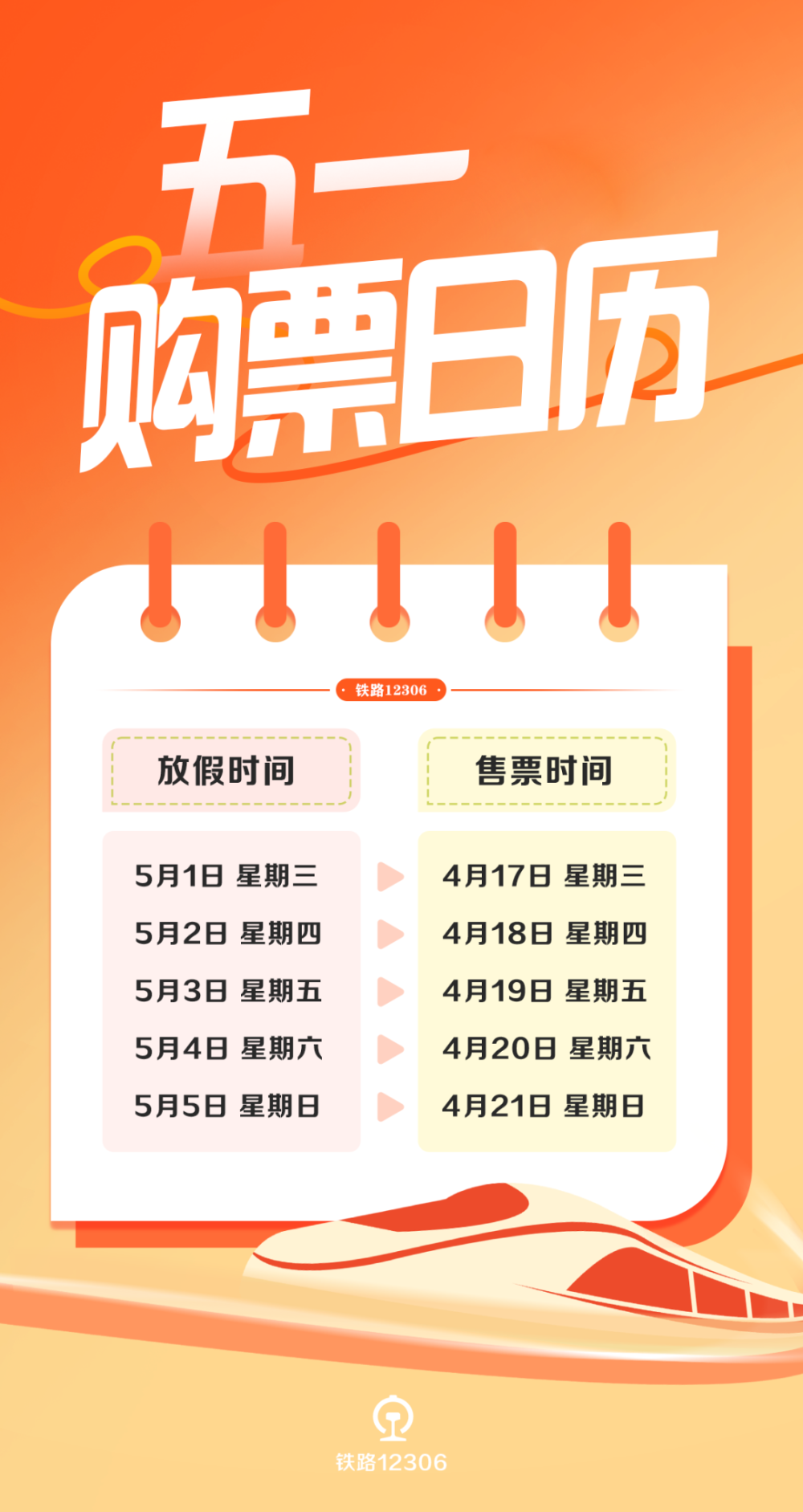 注意！“五一”假期火车票今日开售